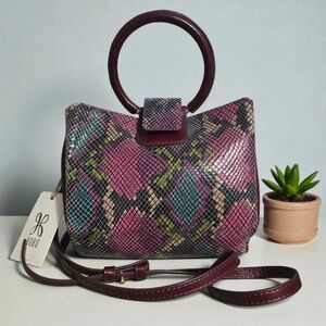 HOBO Heidi Mosaic Snake Print Leather Mini Crossbody Handbag NWT